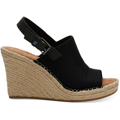 Shop Toms Monica Womens Open Toe Espadrilles Wedge Sandals In Black