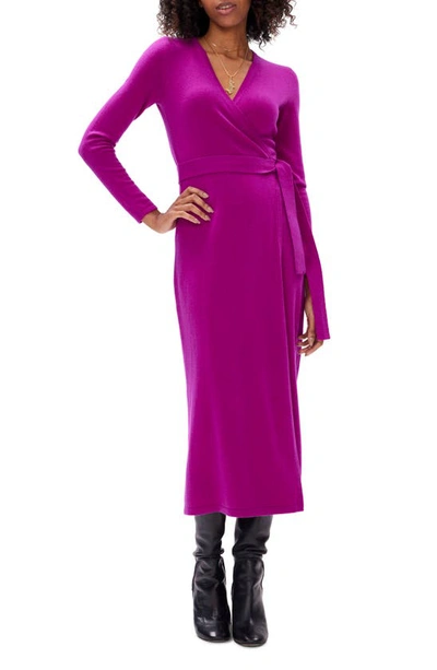 Shop Diane Von Furstenberg Astrid Long Sleeve Wool & Cashmere Wrap Sweater Dress In Red Purple