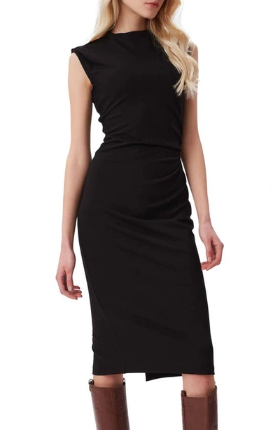 Shop Diane Von Furstenberg Darrius Ruched Sleeveless Sheath Dress In Black