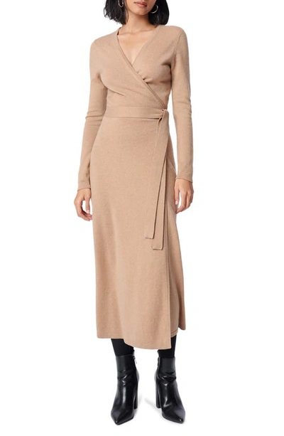 Shop Diane Von Furstenberg Astrid Long Sleeve Wool & Cashmere Wrap Sweater Dress In Camel