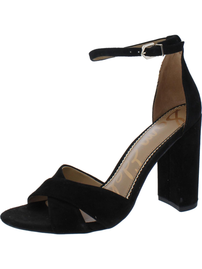 Shop Sam Edelman Yancy Womens Suede Ankle Strap Heel Sandals In Black
