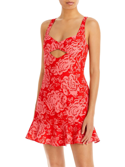 Shop Bcbgmaxazria Womens Floral Print Mini Fit & Flare Dress In Red