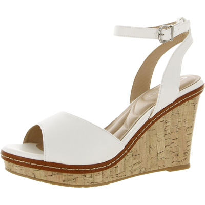 Shop Cl By Laundry Beaming Womens Leather Open Toe Wedge Sandals In White