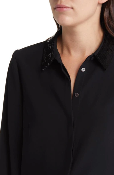 Shop Kobi Halperin Linden Sequin Trim Shirt In Black