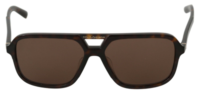 Shop Dolce & Gabbana Brown Leopard Pattern Aviator Pilot Mens Men's Sunglasses