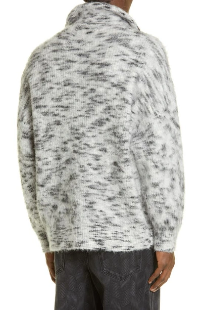 Shop Isabel Marant Ellis Space Dye Quarter Zip Sweater In White/ Black