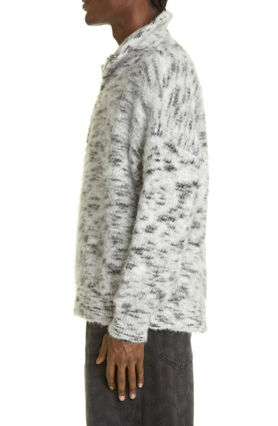 Shop Isabel Marant Ellis Space Dye Quarter Zip Sweater In White/ Black
