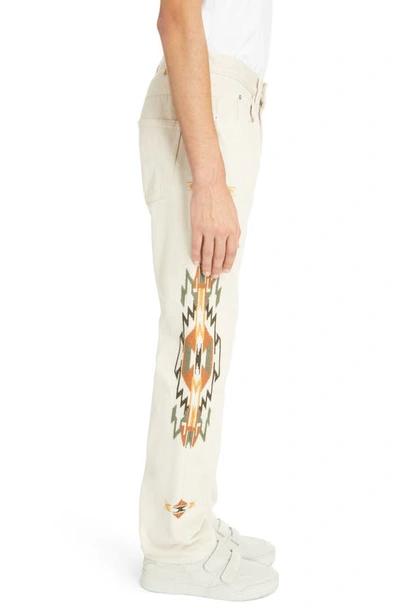 Shop Isabel Marant Joakim Embroidered Rigid Denim Pants In Ecru