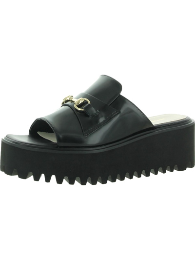 Shop All Black Womens Slip On Open Toe Wedge Sandals In Black