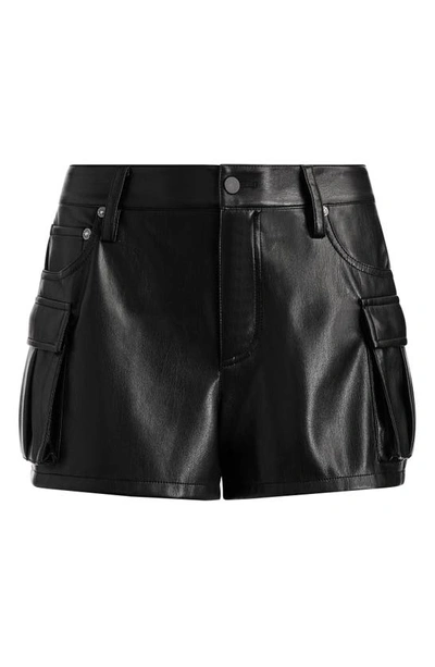 Shop Alice And Olivia Cay Faux Leather Cargo Shorts In Black