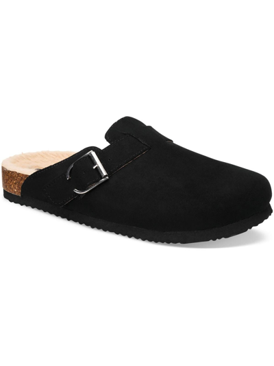 Shop Sun + Stone Perlaa Womens Faux Suede Slip-on Mule Sandals In Black