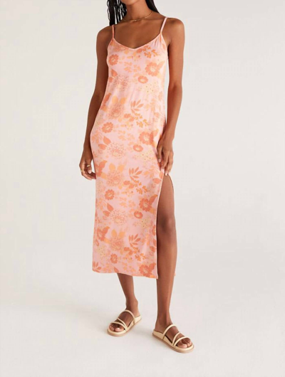 Shop Z Supply Cora Floral Midi Dress In Sunkist Coral In Pink