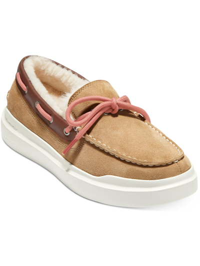 Shop Cole Haan Grand Pro Rally Moccasin Womens Suede Slip On Boat Shoes In Pink