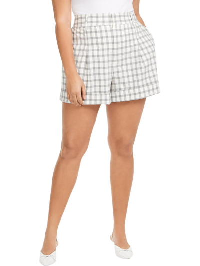 Shop Danielle Bernstein Plus Womens High Waist Pinstripe Wide Leg Shorts In White
