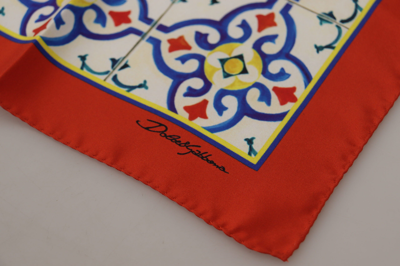 Shop Dolce & Gabbana Men's Majolica Silk Square Scarf Men's Wrap In Multicolor