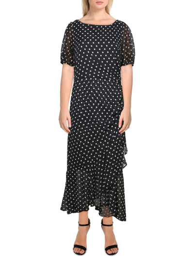 Shop Julia Jordan Womens Ciffon Polka Dot Maxi Dress In Multi
