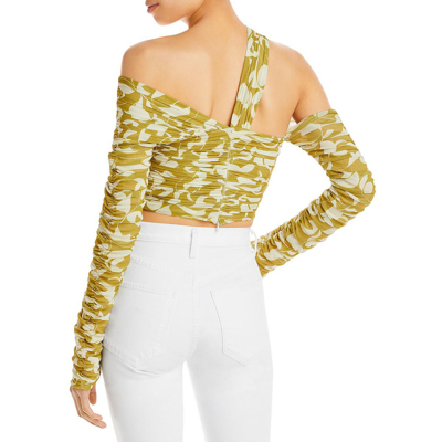 Shop Nicholas Womens Ruched Printed Crop Top In Yellow