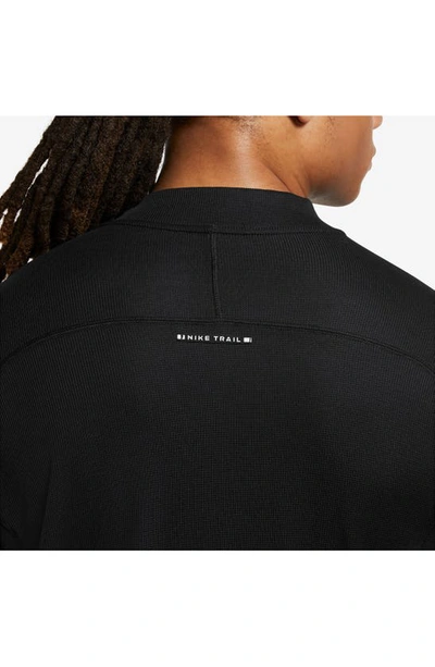 Shop Nike Dri-fit Long Sleeve Trail Running Top In Black/ Black/ White