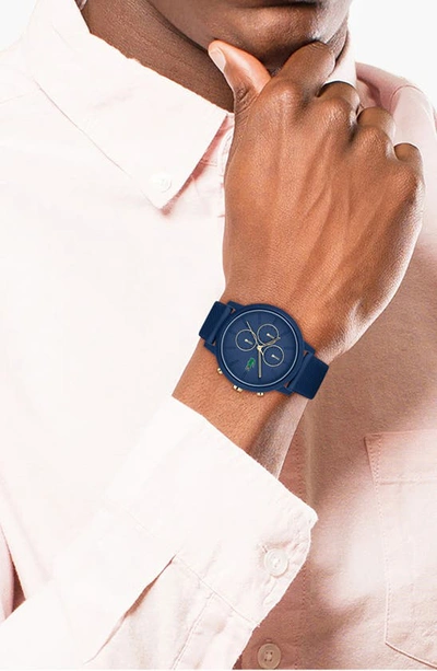 Lacoste Men\'s L 12.12. Chrono Blue Silicone Strap Watch 43mm | ModeSens