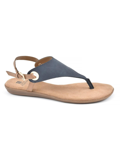 Shop White Mountain London Womens Breathable Side Buckle Thong Sandals In Blue