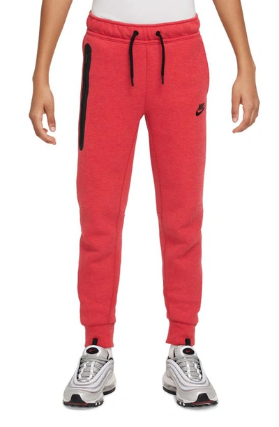 Shop Nike Kids' Tech Fleece Joggers In Univ Red Htr/ Black/ Black