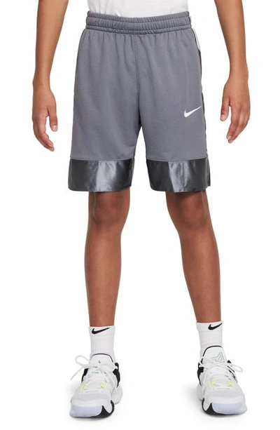 Shop Nike Kids' Dri-fit Elite Basketball Shorts In Smoke Grey/ White
