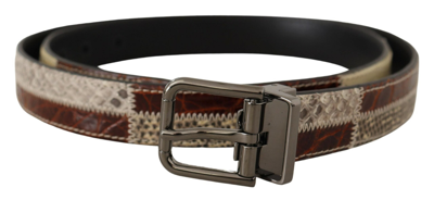 Shop Dolce & Gabbana Multi Exotic Leather Patchwork Metal Men's Belt