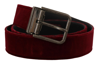 Shop Dolce & Gabbana Velvet Leather Wide Vintage Metal Buckle Men's Belt In Multi