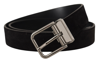 Shop Dolce & Gabbana Vitello Leather  Tone Logo Men's Belt In Black
