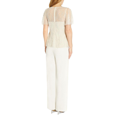 Adrianna Papell Womens Beaded Sequined Blouse In Multi