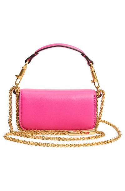 Valentino Micro Locò Leather Shoulder Bag In Uwt Pink Pp