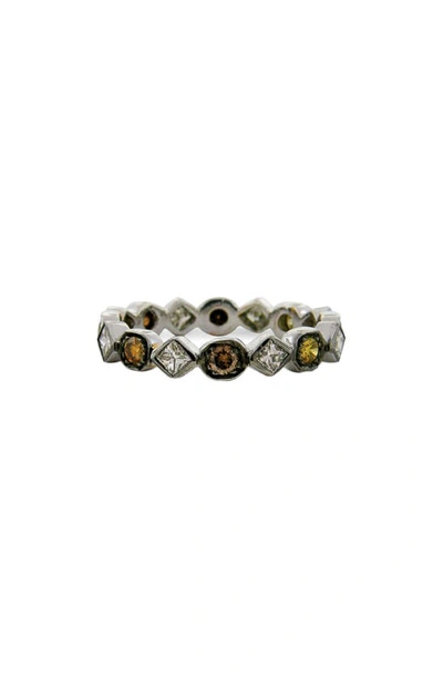 Shop Sethi Couture Diamond Art Deco Ring In Black Rhodium/ Multi Color