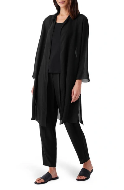 Shop Eileen Fisher Sheer Silk Georgette Jacket In Black