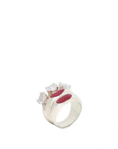Shop Voodoo Jewels Aesung Ring Woman Ring Platinum Size 8.5 925/1000 Silver, Hardstone, Resin In Grey