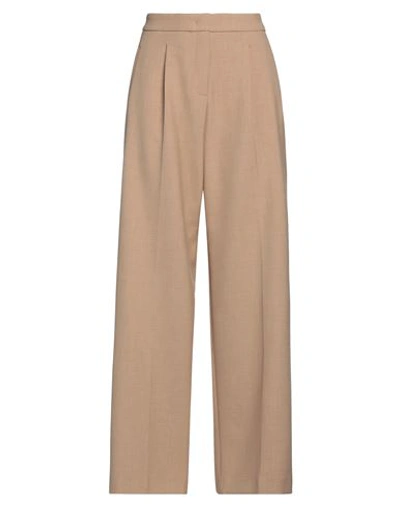 Shop Seductive Woman Pants Camel Size 10 Polyester, Viscose, Cotton, Elastane In Beige