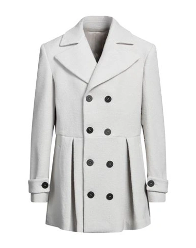 Shop Trussardi Man Coat Light Grey Size 42 Virgin Wool, Viscose