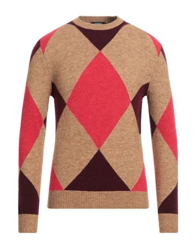 Shop +39 Masq Man Sweater Camel Size 40 Polyamide, Acrylic, Alpaca Wool, Wool, Elastane In Beige