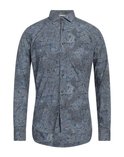 Shop Alessandro Lamura Man Shirt Slate Blue Size Xxl Cotton