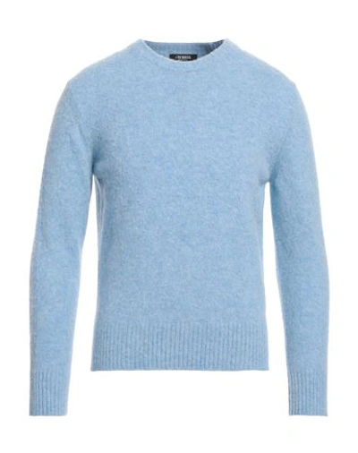 +39 Masq Man Sweater Light Blue Size 40 Wool In Blue