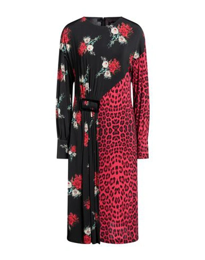 Cavalli Class Woman Midi Dress Black Size 4 Viscose, Elastane In Black