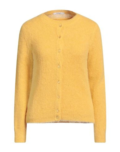 Shop Kangra Woman Twin Set Ocher Size 6 Alpaca Wool, Polyamide, Wool In Yellow