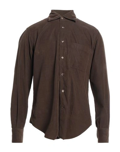 Shop Caliban Man Shirt Dark Brown Size 15 ¾ Cotton