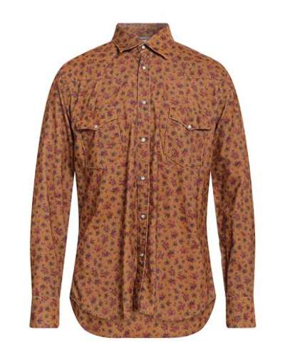 Tintoria Mattei 954 Man Shirt Camel Size 16 Cotton In Beige