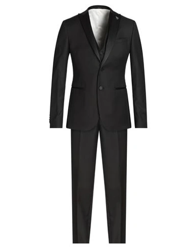 Shop Paoloni Man Suit Black Size 44 Virgin Wool