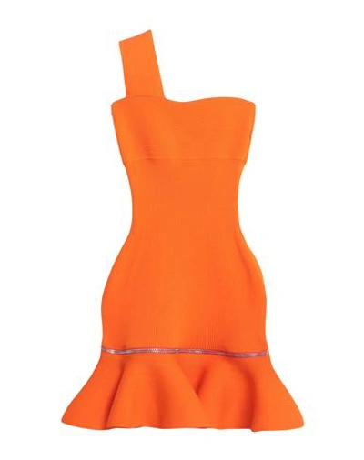 Shop Alexander Mcqueen Woman Short Dress Orange Size Xs Viscose, Polyester, Polyamide, Elastane