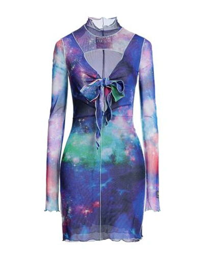 Versace Jeans Couture Woman Mini Dress Bright Blue Size 4 Polyamide, Rubber In Blue