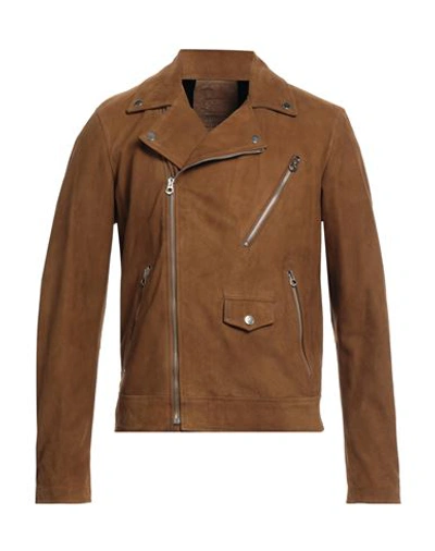 Shop Masterpelle Man Jacket Camel Size Xl Soft Leather In Beige