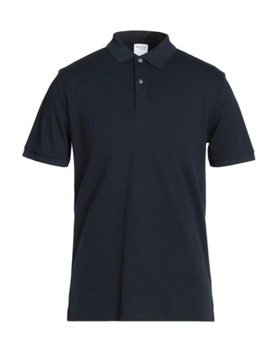 Shop Selected Homme Man Polo Shirt Midnight Blue Size S Cotton, Recycled Cotton