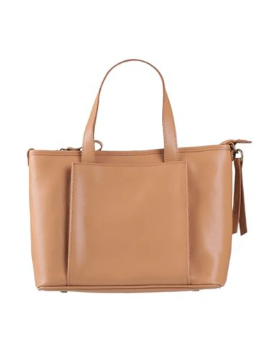 Shop Corsia Woman Handbag Camel Size - Soft Leather In Beige