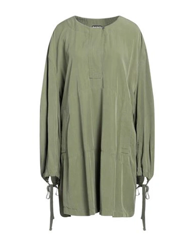 Shop Diesel Woman Mini Dress Military Green Size M Tencel Lyocell